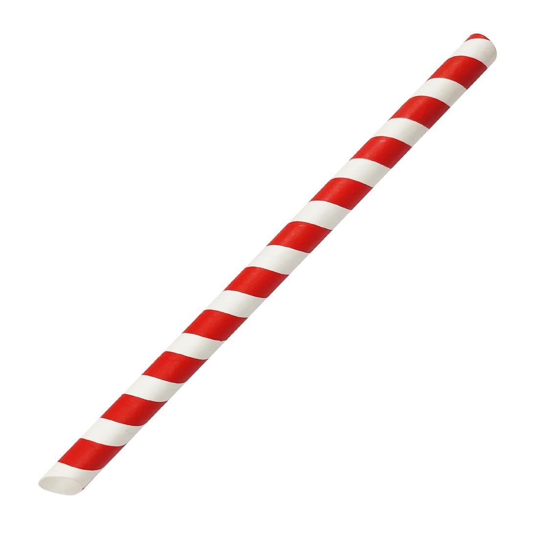 Fiesta Kompostierbarer Bubble Tea Strohhalm Rot & Weiß 12x210mm (150 Stück)