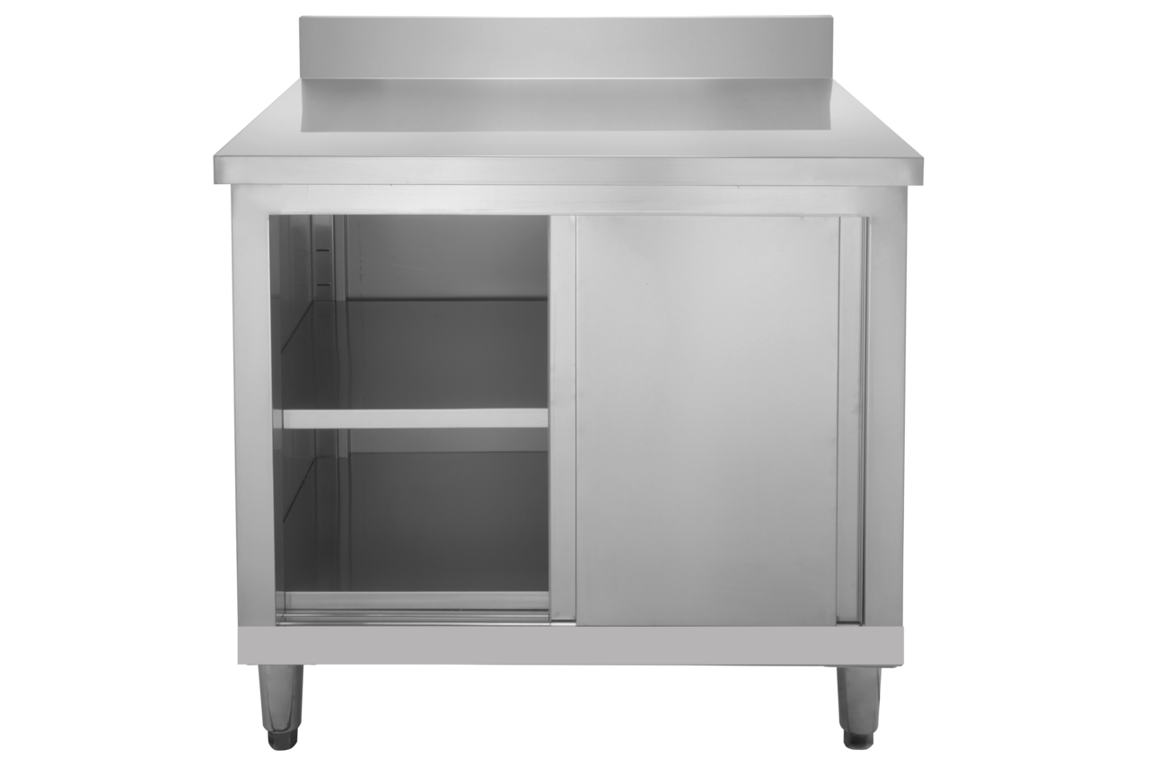Armoire de travail en inox Basic 100x70 avec dosseret 100 mm