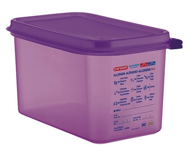 Boîte alimentaire Violet 1/3 GN | Anti allergène | Passe au lave-vaisselle | 6 Litres