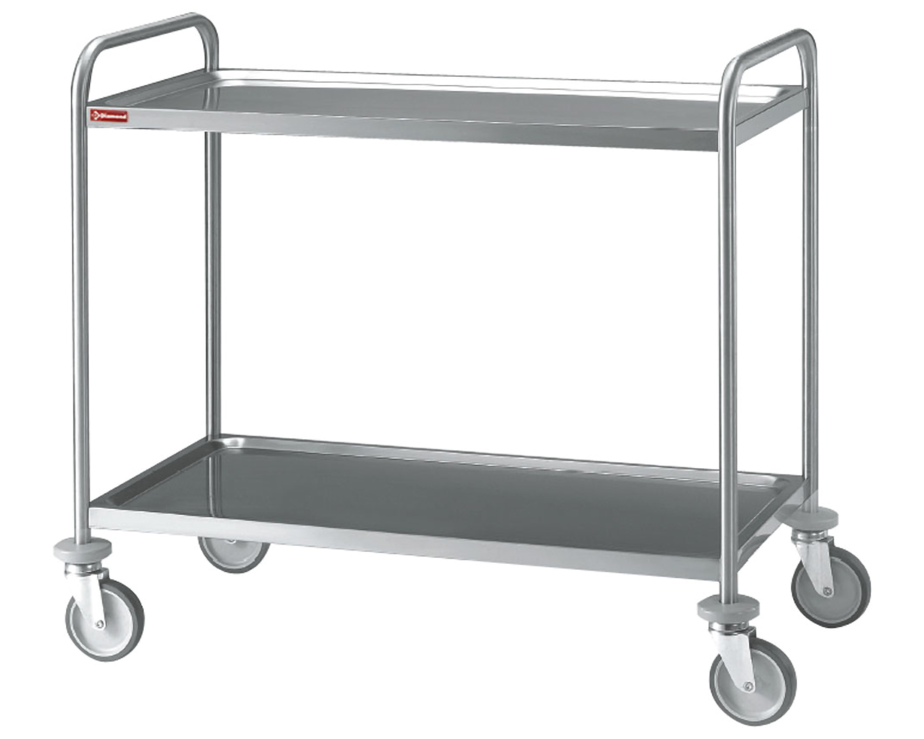 Servierwagen aus Edelstahl, 2 Ebenen – 800 x 500 x (H) 960 mm