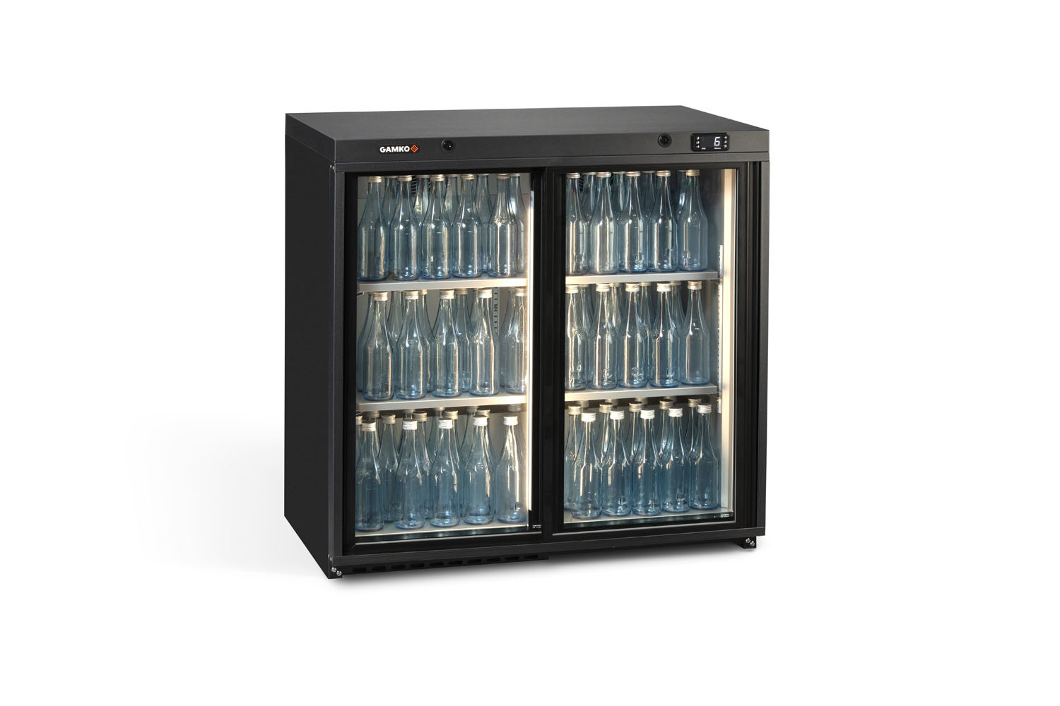 Flaschenkühlung 2-türig | Anthrazit | Gamko LG3/250G Maxiglass | 250L | Schiebetüren | 900x576x850mm