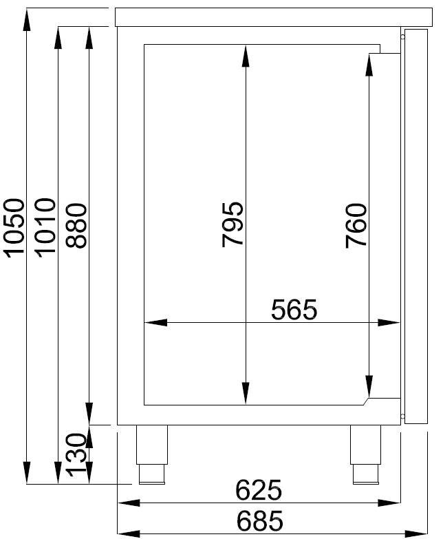 Bierkoeler 3 Deurs | Dubbele Spoelbak (300x500mm) Links | 1950x700x(H)960mm