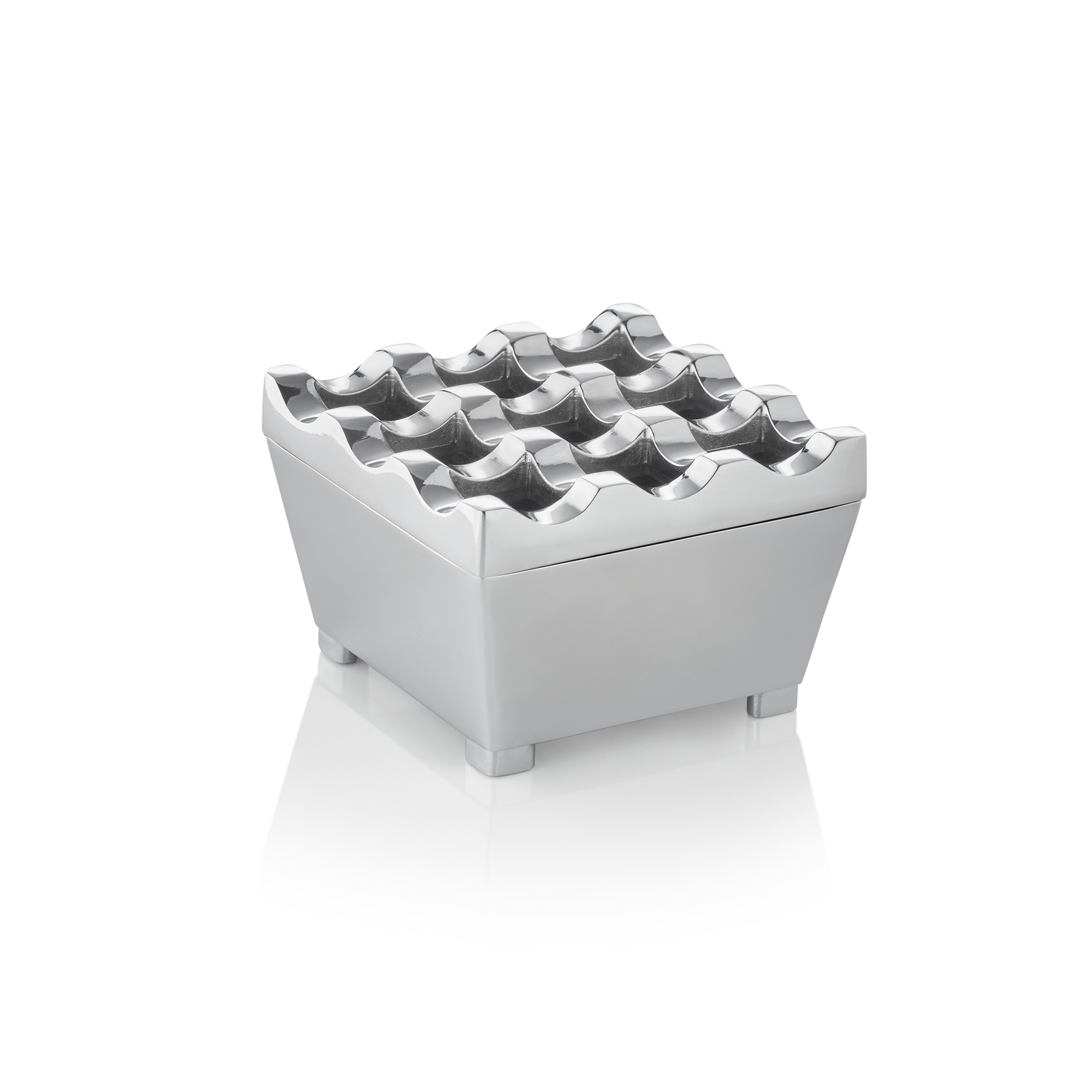 Windaschenbecher, 7,5 x 7,5 x 4,5 cm, verchromt, Zinkguss