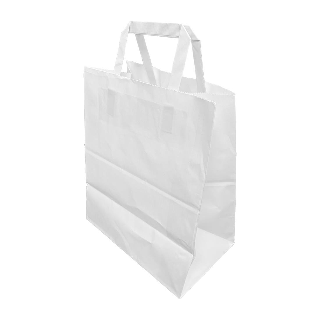 Fiesta Recycelbare Papiertragetaschen mit Flachgriff Weiß Groß (250 Stück)
