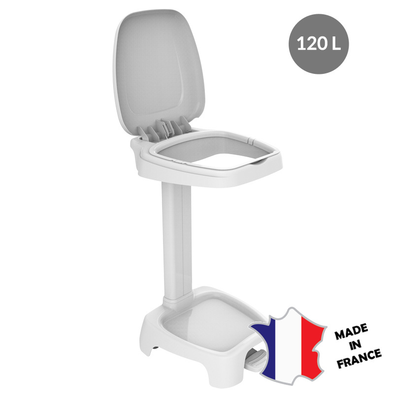 Support sac 120 L + couvercle blanc | 640(l)x500x970mm Support sac 120 L + couvercle blanc | 640(l)x500x970mm