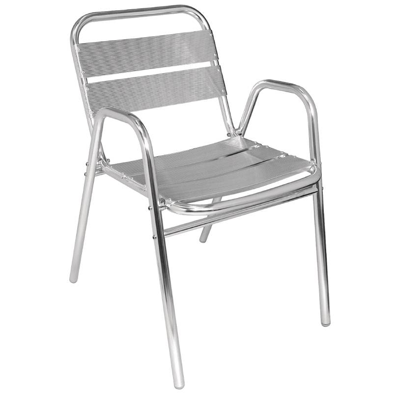 Chaise empilable - aluminium - 4 pièces