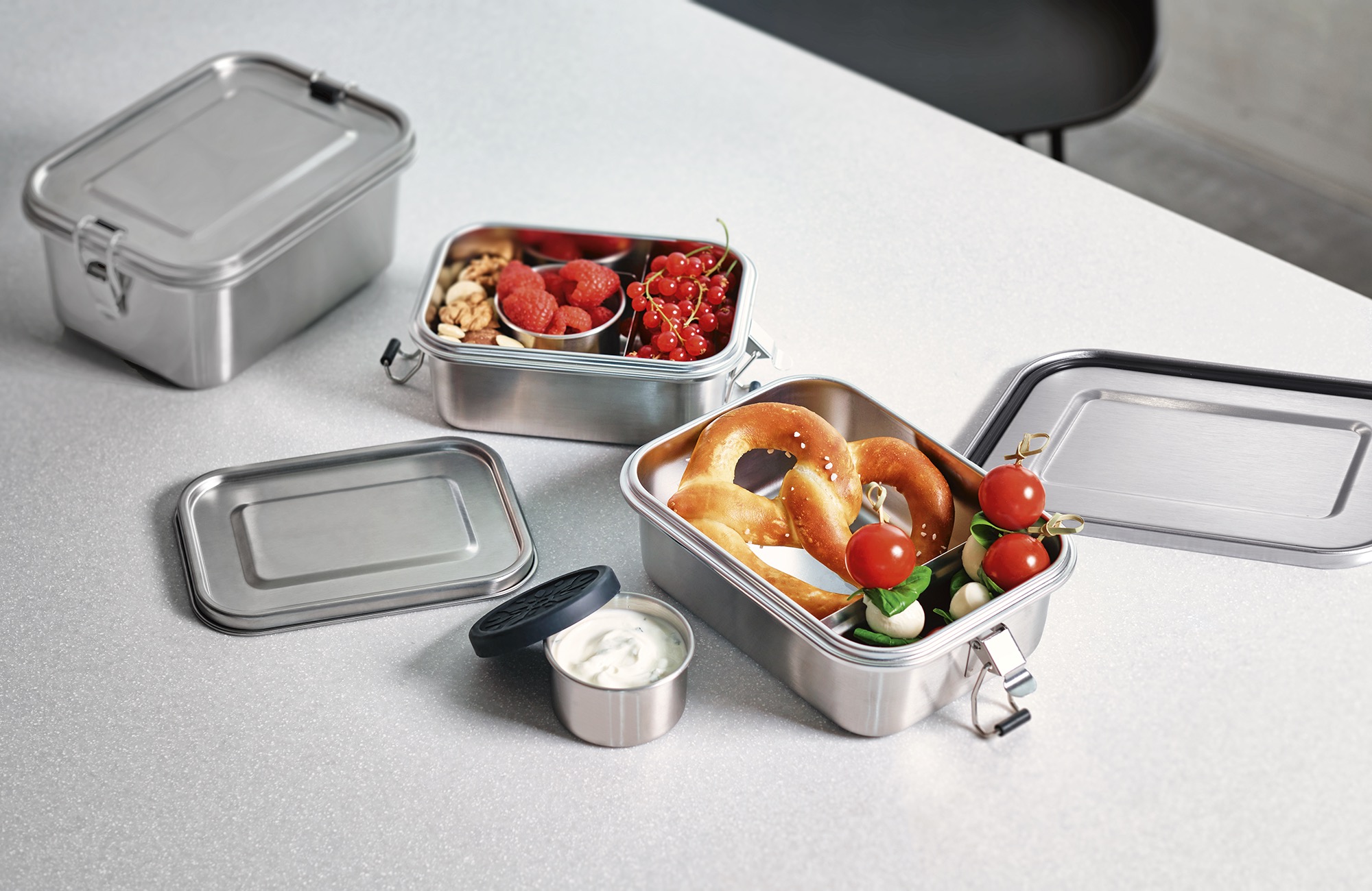 Boîte-repas, 16,7 x 12,2 x 6,8 cm, acier inoxydable 18/8