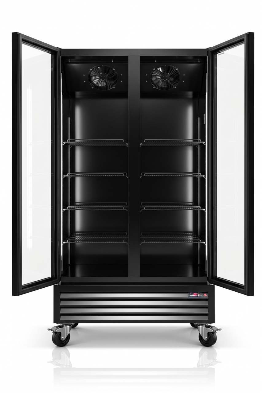 Drankenkoelkast ECO 1000 met klapdeuren | 984 Liter | 0 tot +10 °C | Zwart | Afsluitbaar