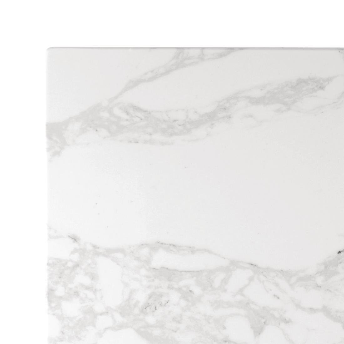 Bolero Quadratische Tischplatte mit Marmoreffekt Weiß 600mm