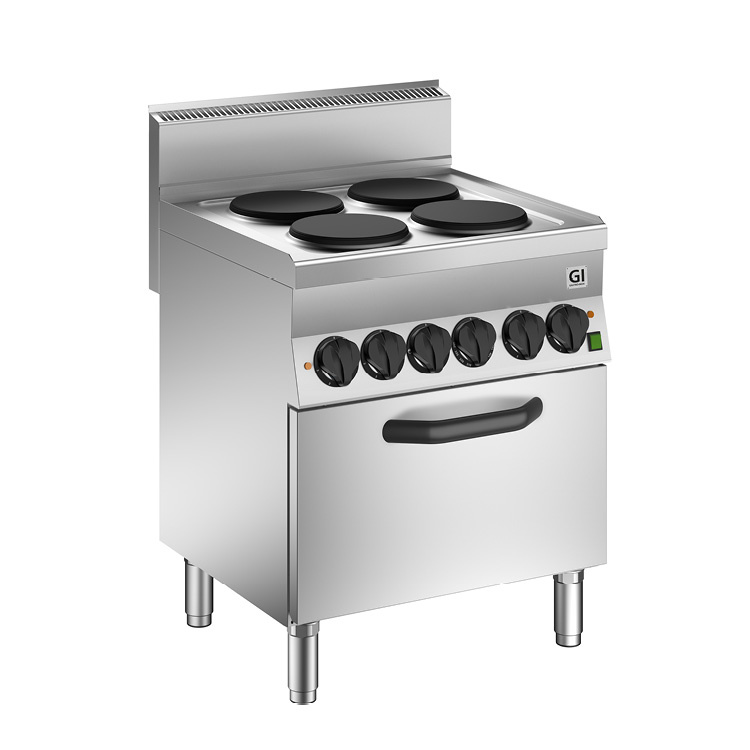 650 HP Kooktoestel | 4 Kookplaten + Elektrische GN1/1 Oven | 12,4 kW | 700x650x(H)870mm