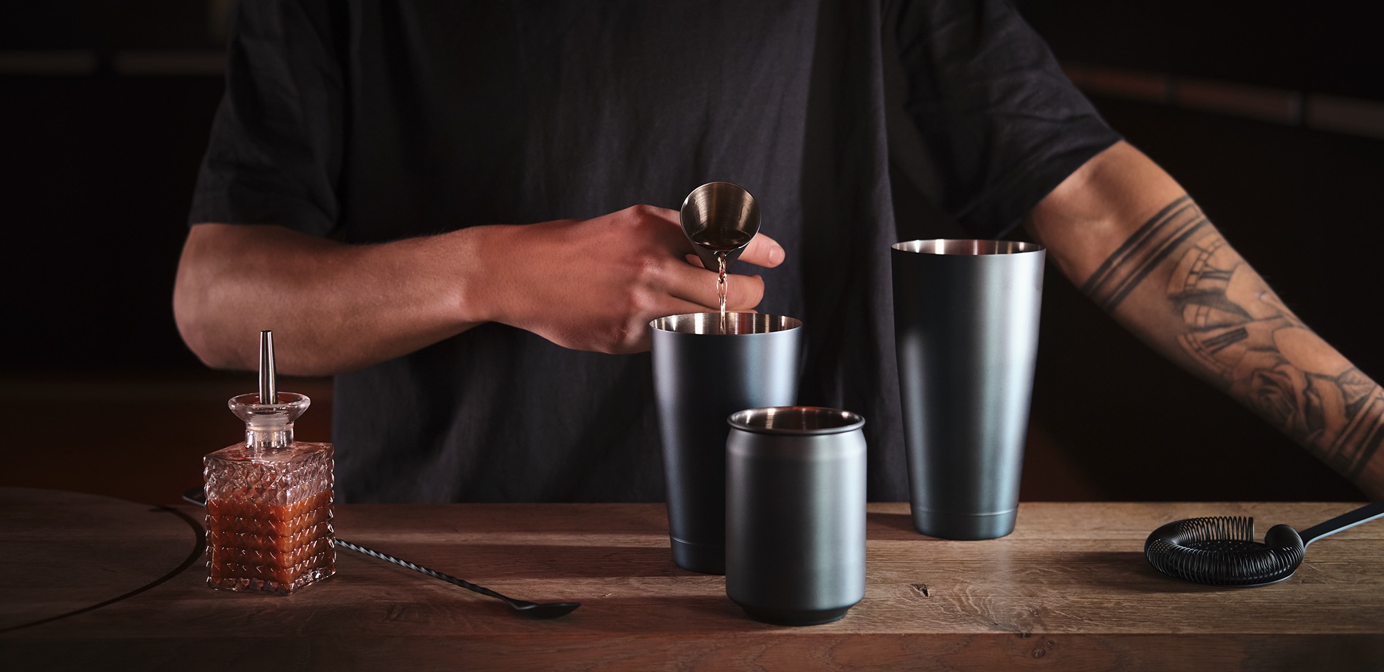 Shaker Tin Tin NOCTURN, 0,8 ltr., Ø 9 cm, blau matt, Chromnickelstahl 18/8