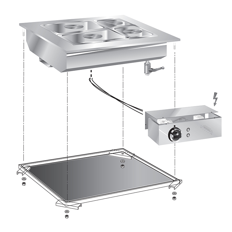 Einbau-Bain-Marie 60 cm mit Anschlussblock