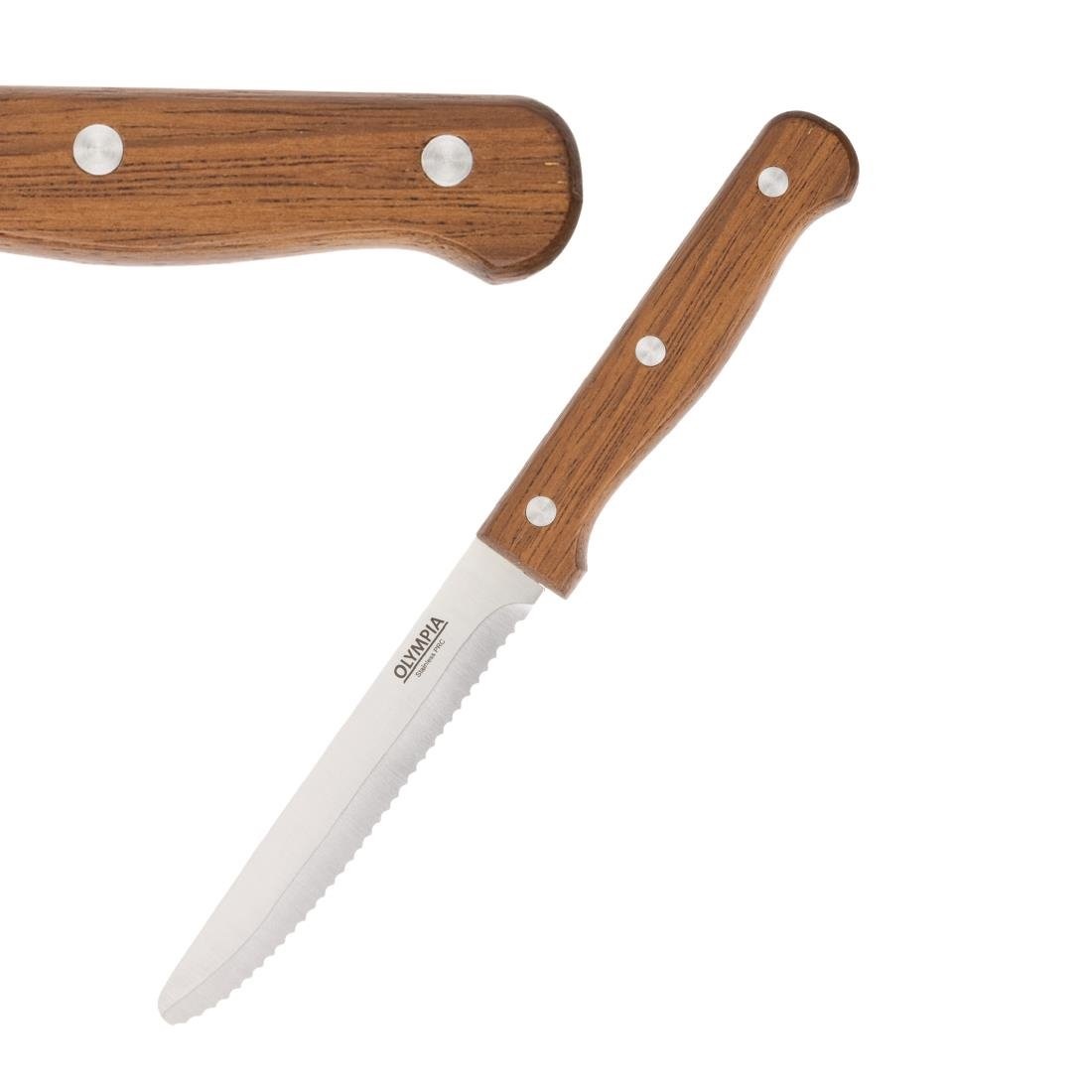 Steakmesser mit Rundspitze | Holzgriff | 215mm | 12 stück