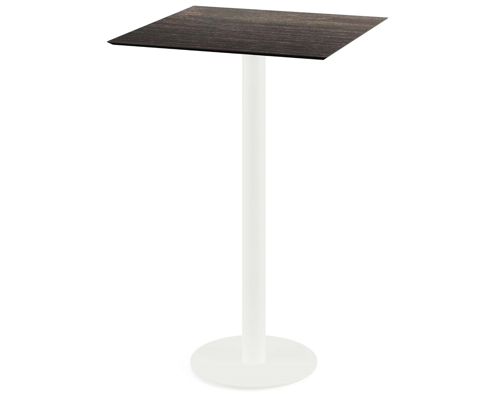 Table de bar Urban piètement blanc + plateau HPL Riverwashed Wood 70x70cm
