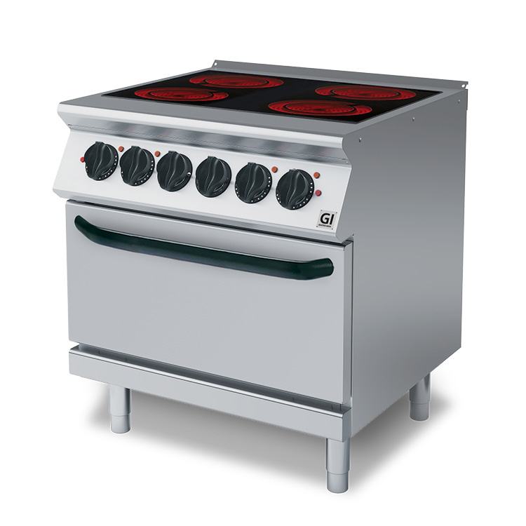 700 HP Keramische Kookplaat | 4 Kookzones + Elektrische Oven | 16 kW / 230V-3N | 800x730x(H)870mm