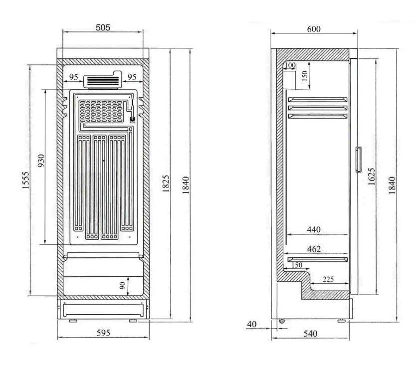 Koelkast - 380 Liter - Glazen deur - 59x60x(h)184cm - Links en Rechts Draaiende Deur