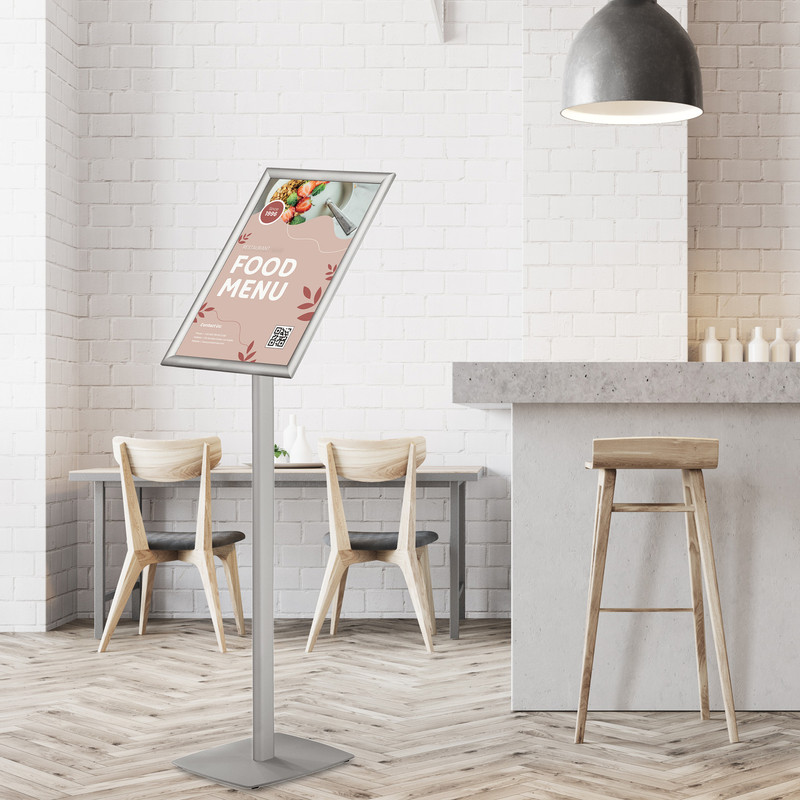 Infostandaard met voet - A3 - Aluminium/staal