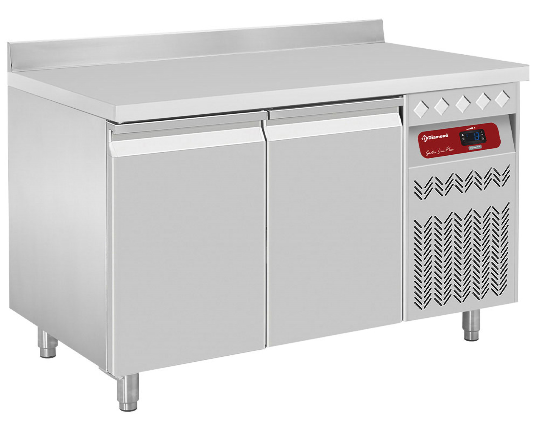 Etabli réfrigéré 2 portes 1/1 GN - Avec rebord anti-éclaboussures