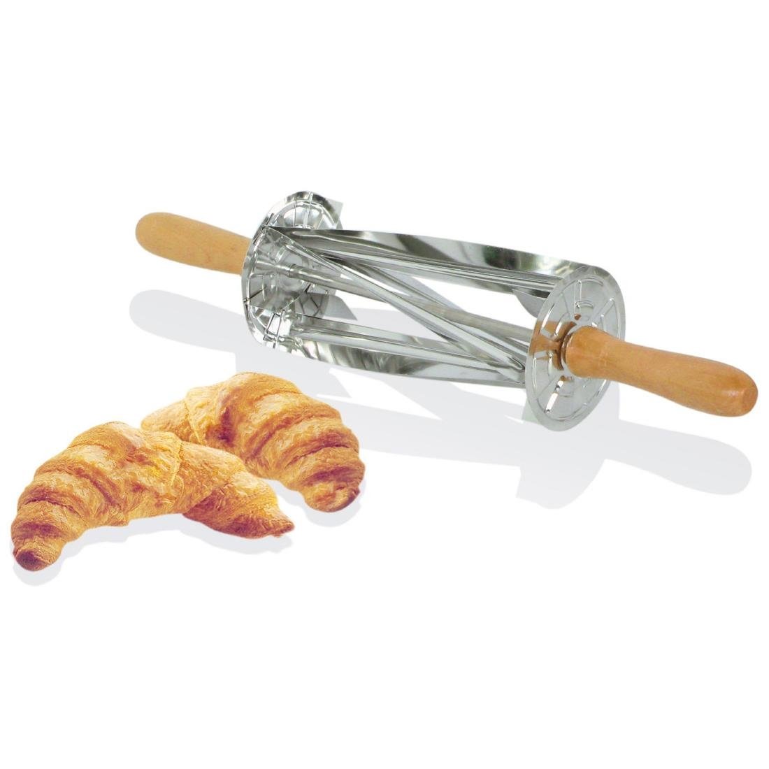 Gobel Croissant-Rollenschneider aus Edelstahl mit Holzgriff 510x95x95mm