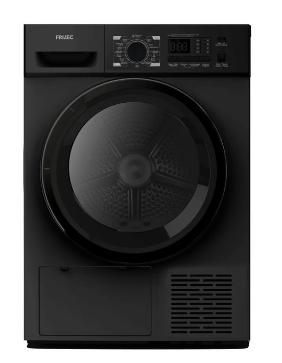 Lave-linge - Noir - Sèche-linge à pompe à chaleur - 9 kg - Frilec