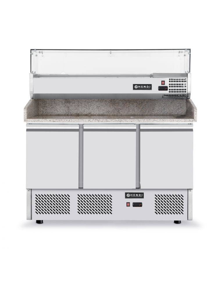 Pizza Saladette - Machine Onder - 3 deurs - Verstelbare poten - 1365x700x(h)850 mm