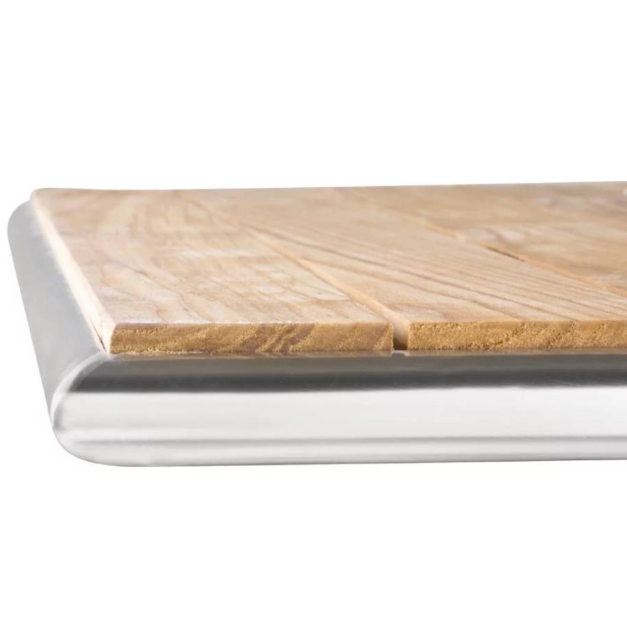 Quadratischer Bistrotisch | Gestell Aluminium mit Holzplatte | 72(h)x70x70cm
