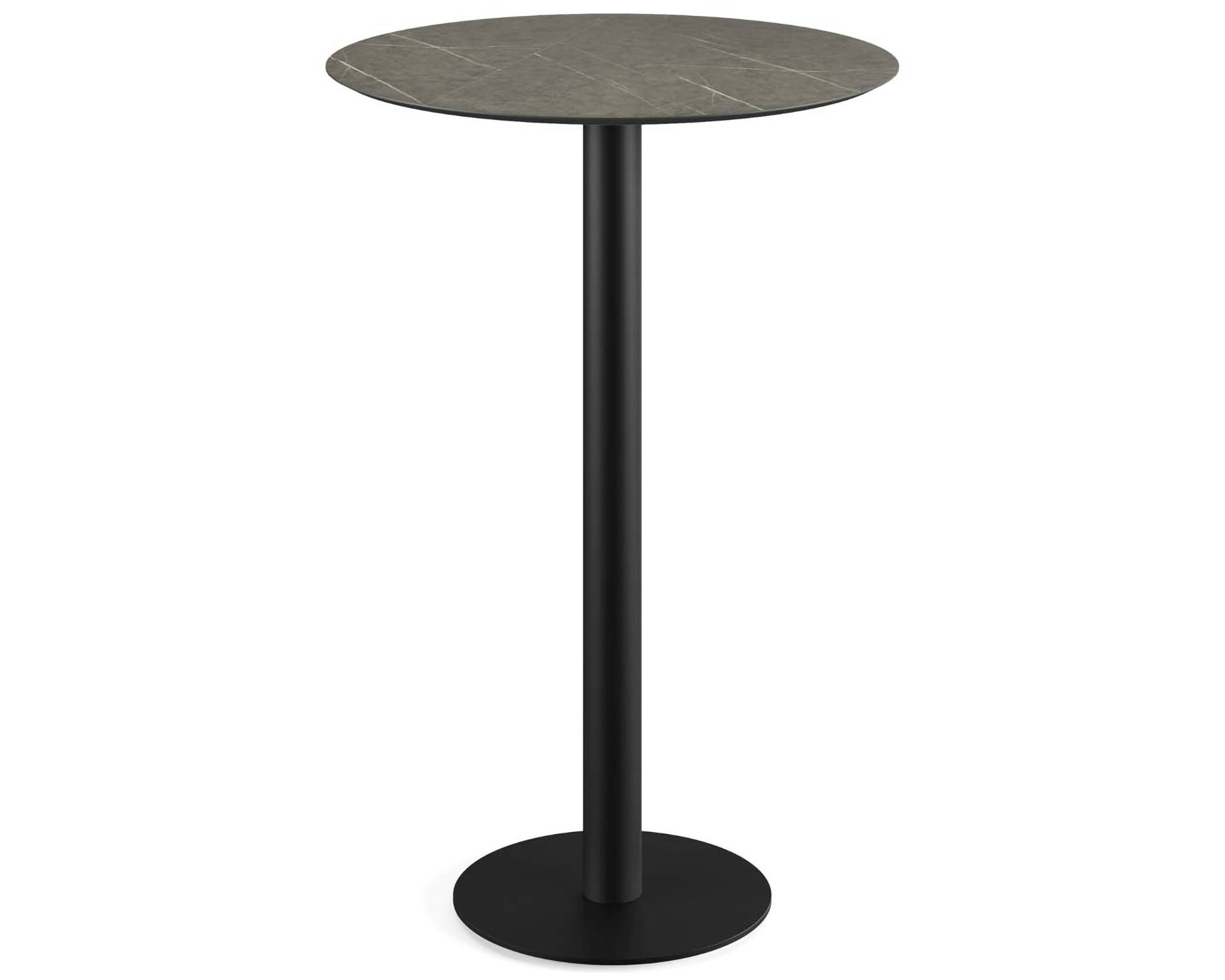 Table de bar Urban piètement noir + plateau HPL Midnight Marble Ø70cm