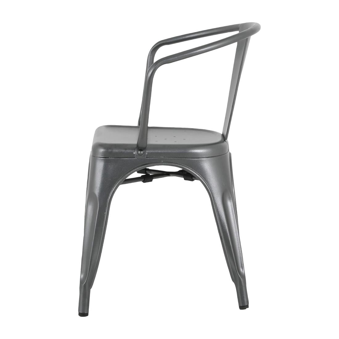 Bolero Bistro Curve Fauteuils Gunmetal (lot de 4)