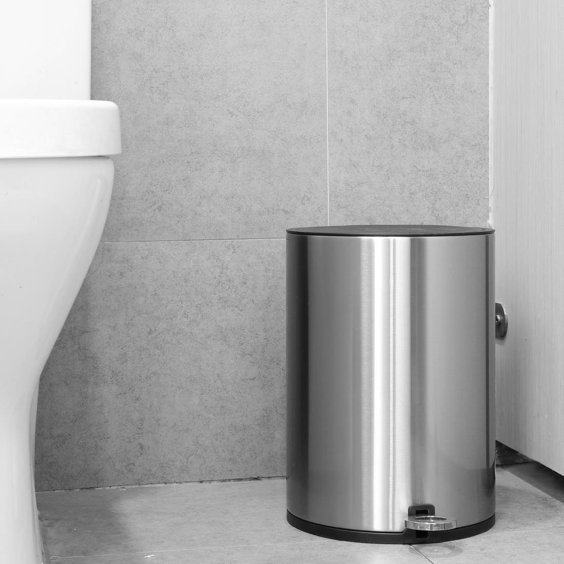 Jantex Rund Abfalleimer aus Gebürstetem Edelstahl 6Ltr