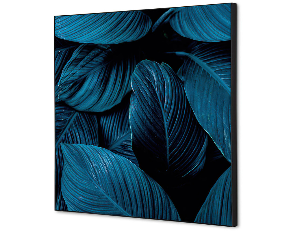 Décoration murale feuilles botaniques bleues - 400x400mm