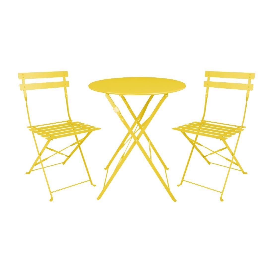 Bolero Perth zachtgele trottoirstijl stalen inklapbare stoelen (2stuks)