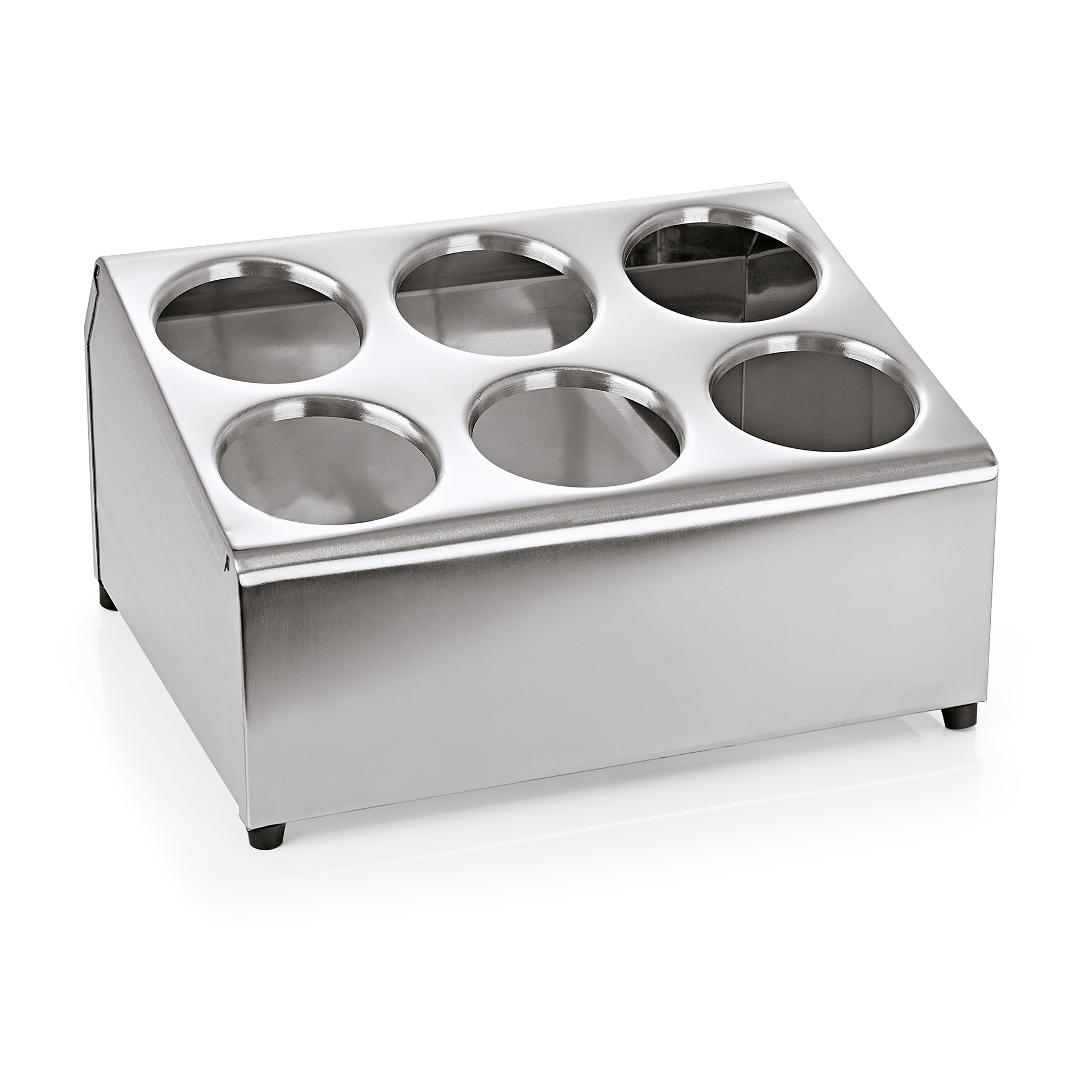 Bestekhouder voor 6 kokers, roestvrij staal