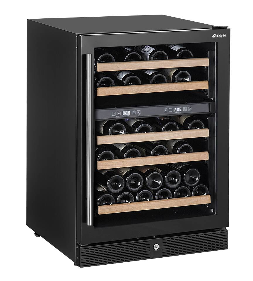 Weinkühlschrank mit 2 Temperaturzonen | 155 Liter | Max 44 Weinflaschen | 5 Holzablagen | 596x654x(h)855mm