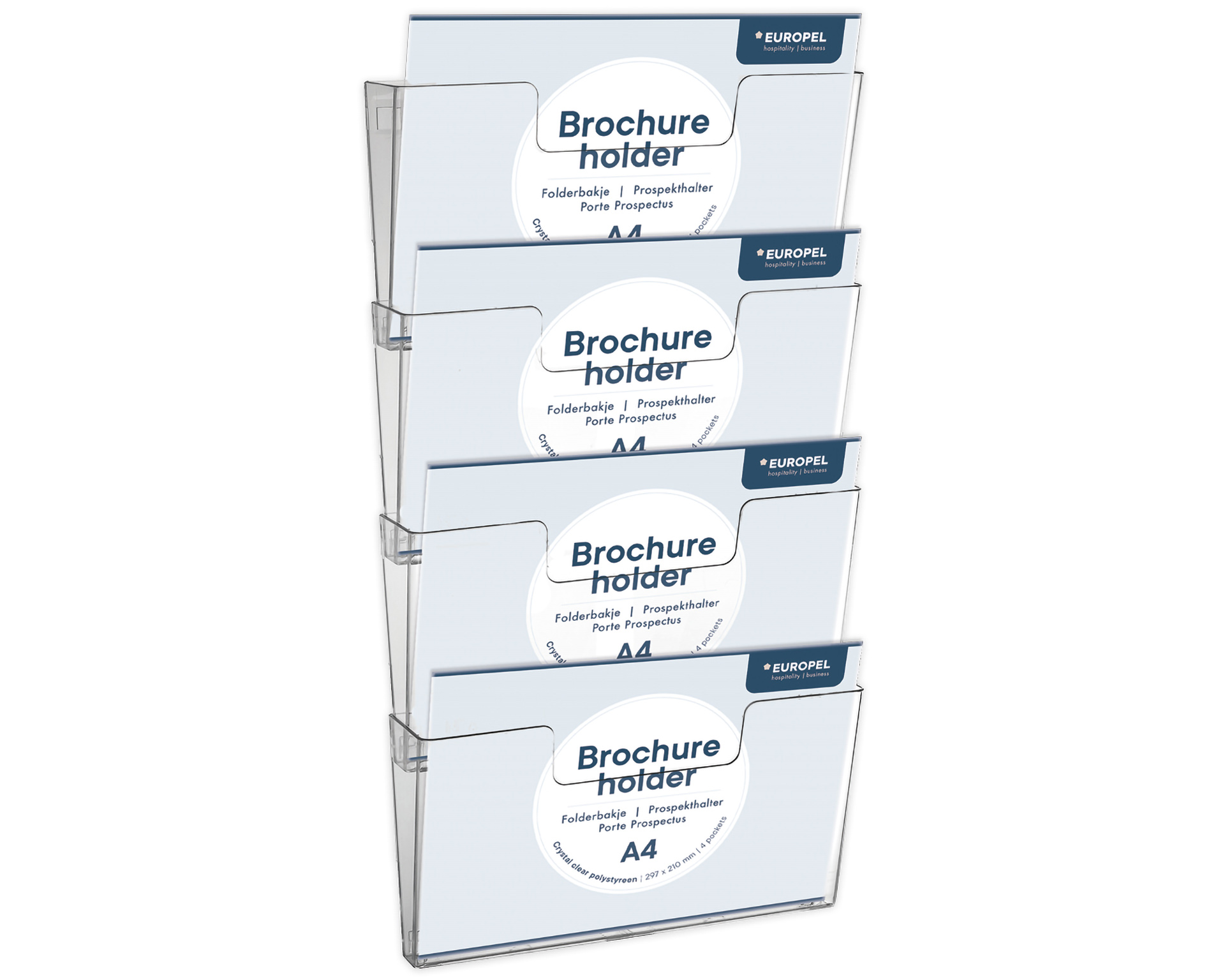 Prospekthalter Wandmontage - 4xA4 quer - Linkbar