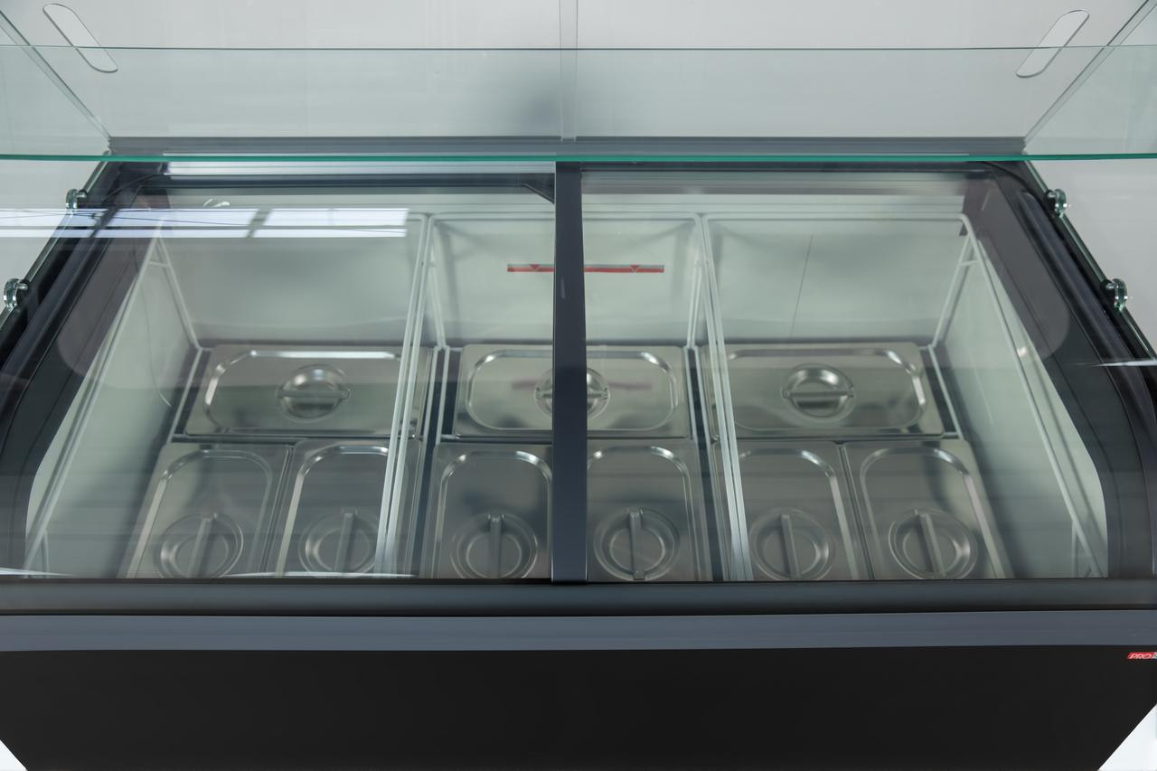 Schepijsvitrine Zwart 9x5L – 127x68x(h)85 cm