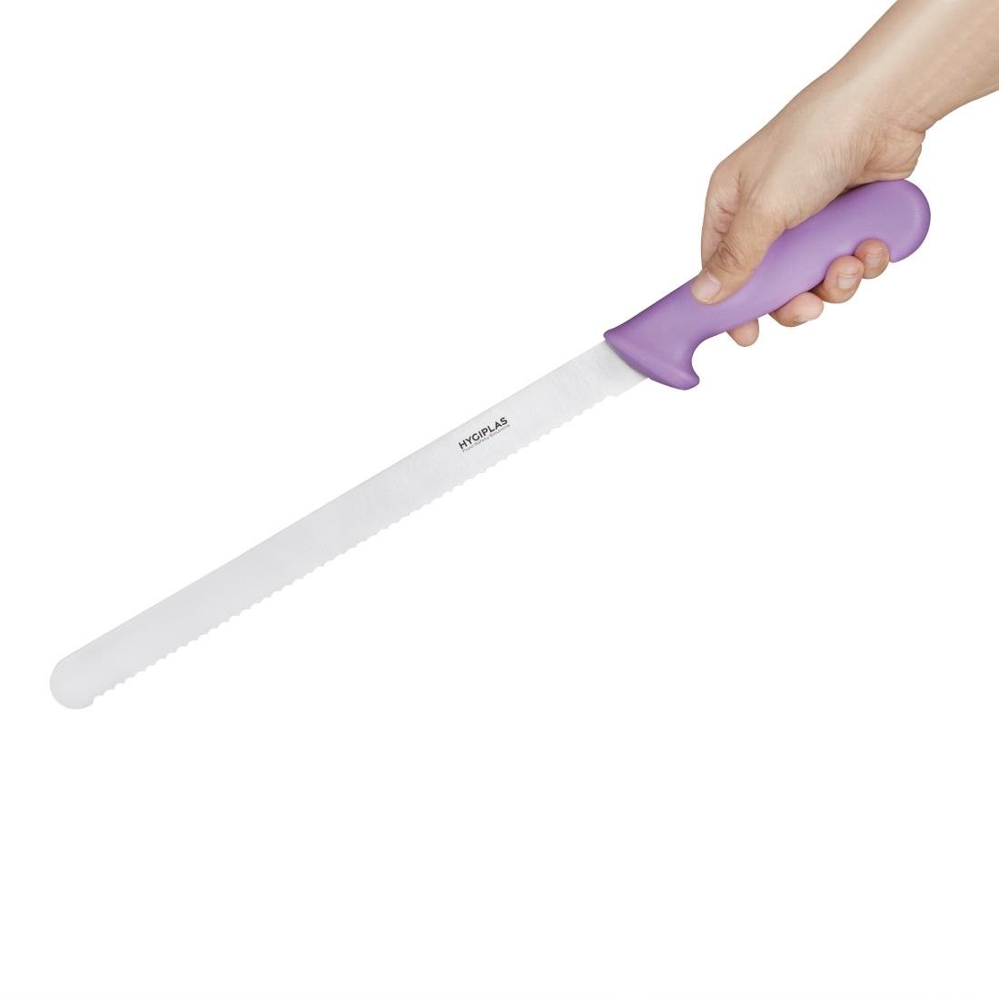 Couteau à génoise dentelé Hygiplas violet 30,5cm