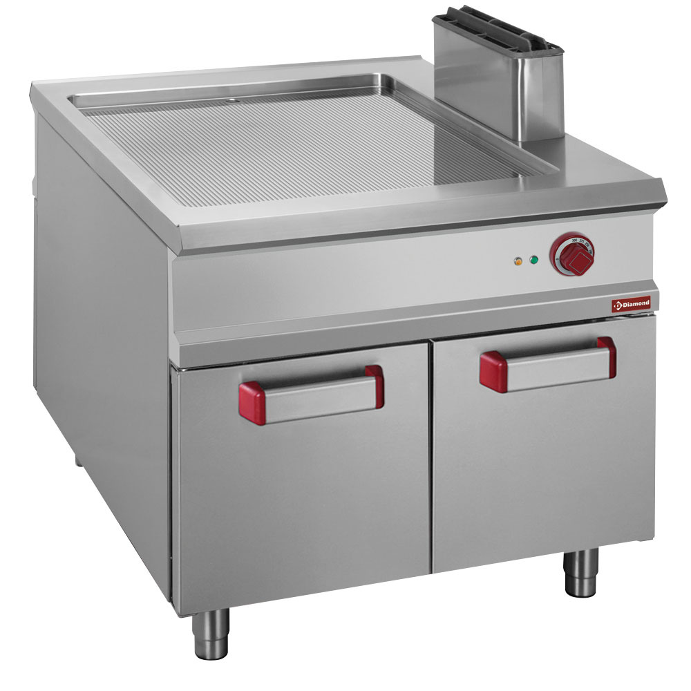 Pass-Through bakplaat elektrisch met onderkast - Geribt - 900x1100x(h)850mm