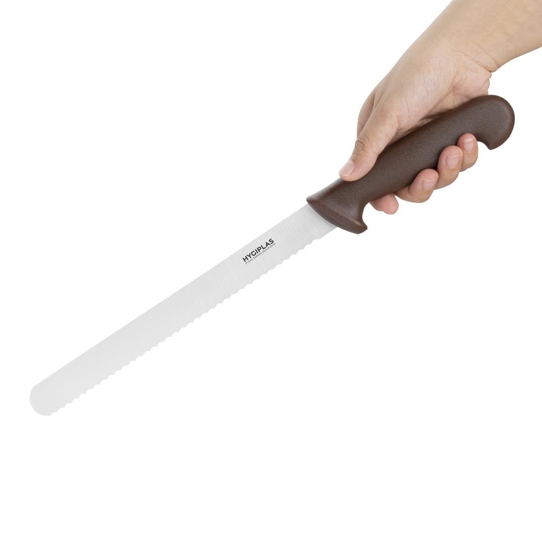 Couteau à génoise dentelé Hygiplas marron 254mm