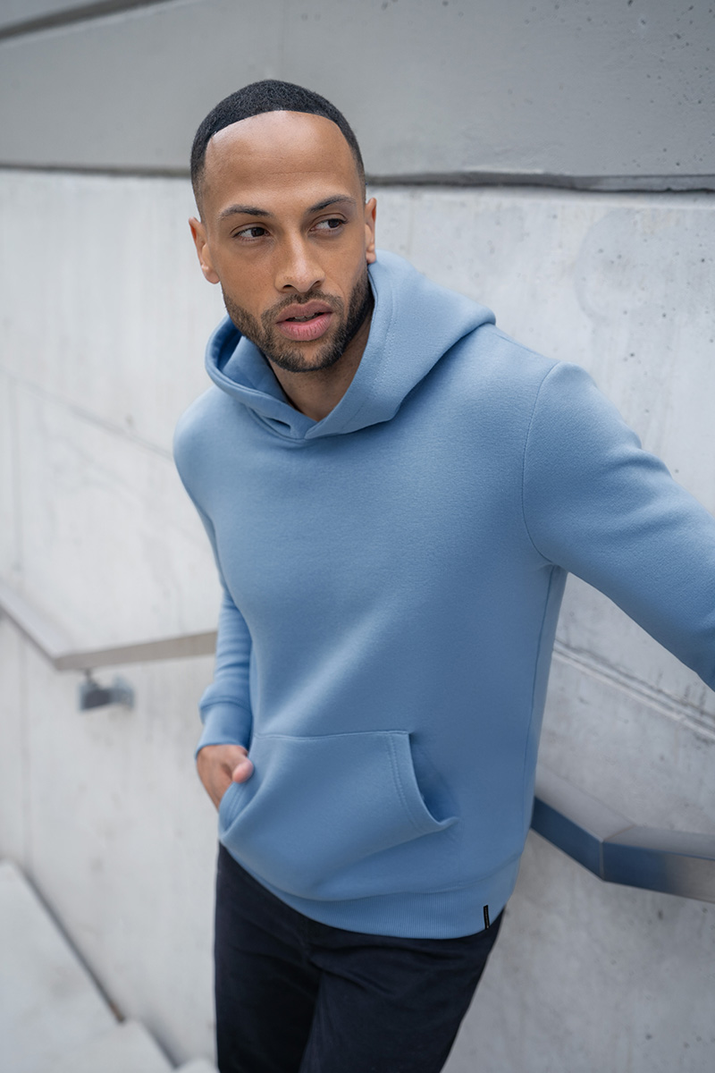 Herren Workwear Sweat Hoodie Soft-Face, aus nachhaltigem Material - Eisblau - L