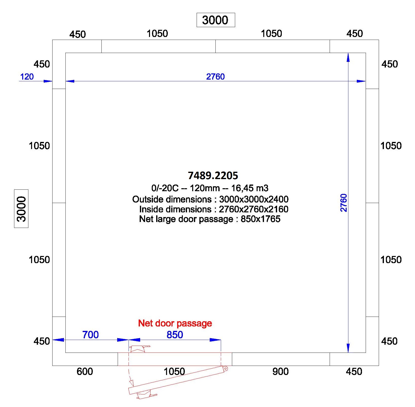 Kühl Und Frierzell 3000X3000X2400 - 120 Mm