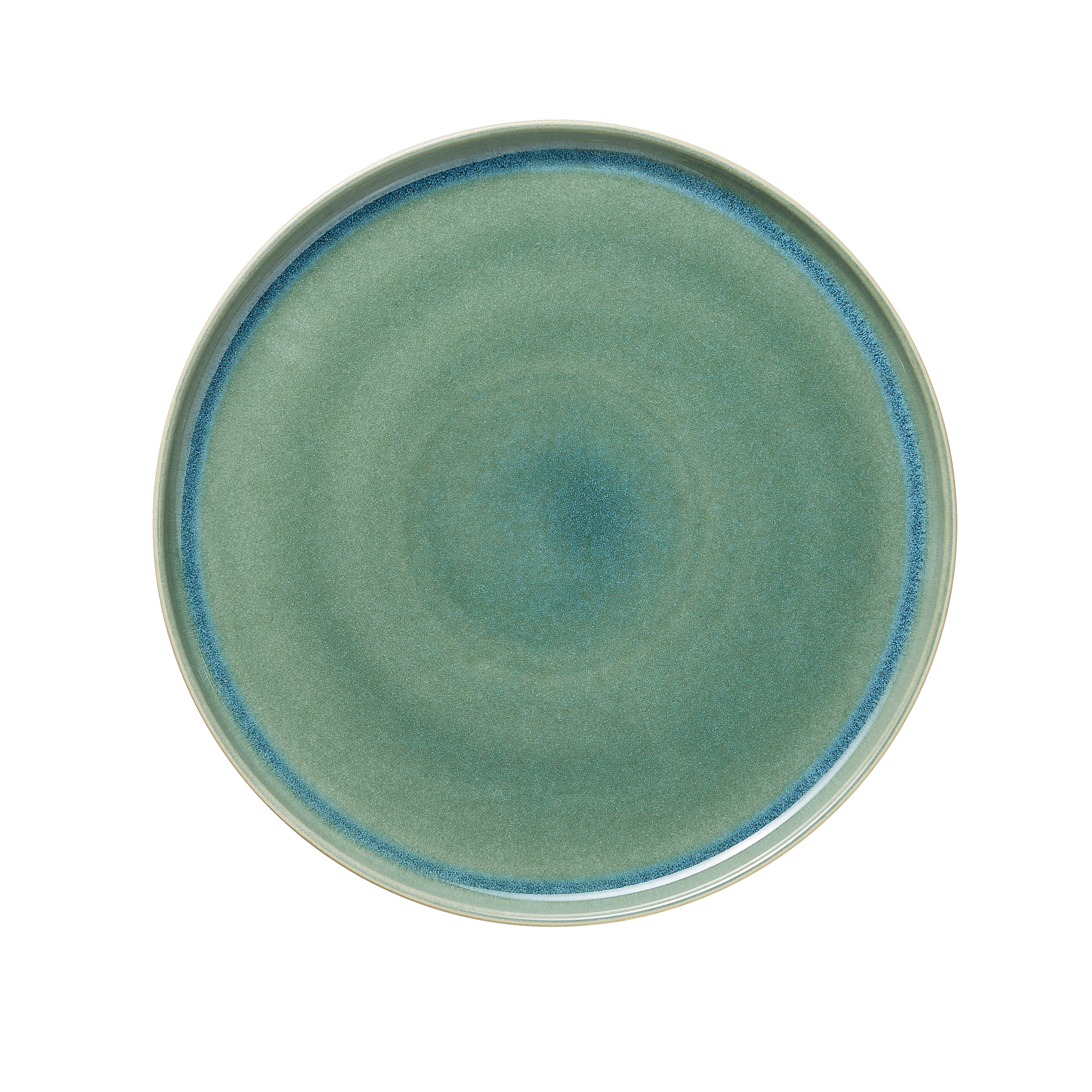 Borden set ROCKZZERO, plat, Ø 33 cm, mirtgroen, Set van 4 stuks, steengoed