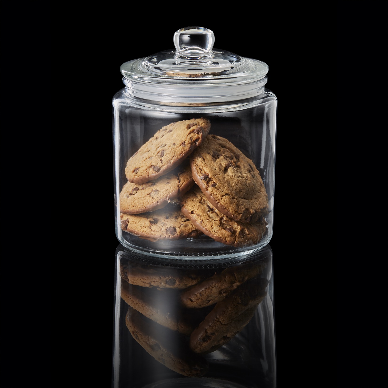 opslagpot, 1 liter, Ø 12 cm, hoogte 15 cm, glas, polyethyleen