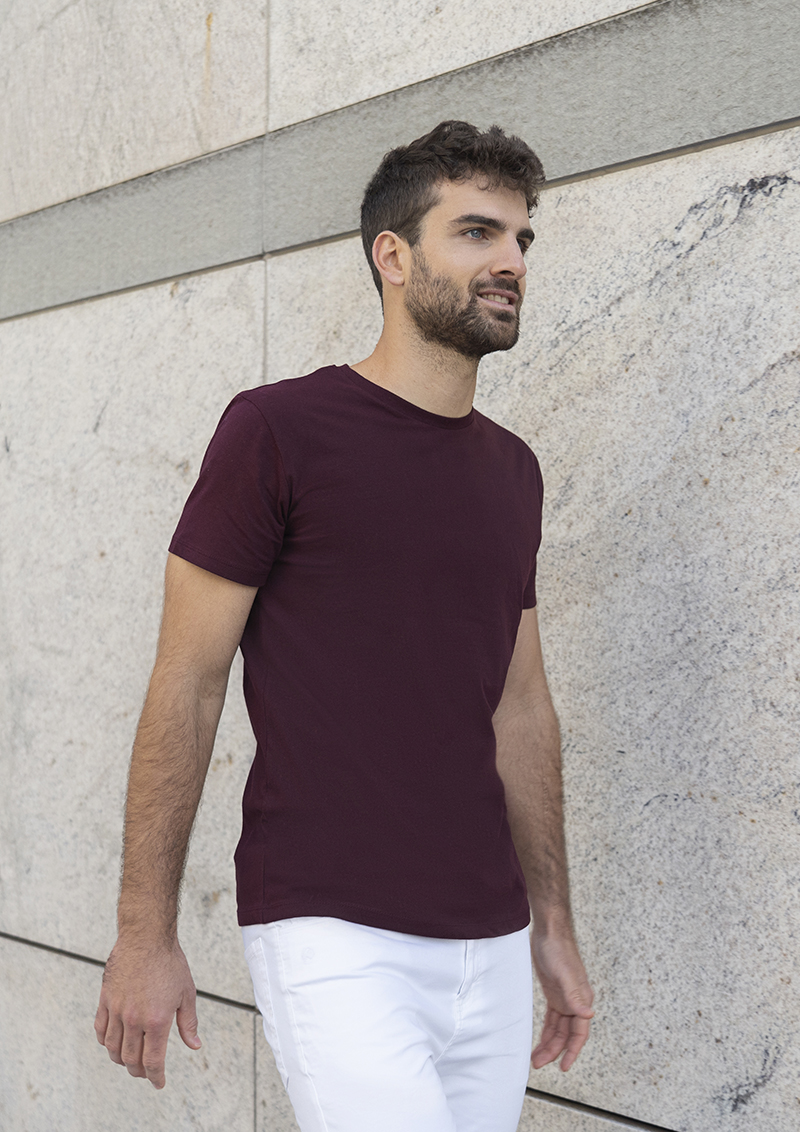 T-shirt de travail pour homme Casual-Flair, en matériau durable - Aubergine - L