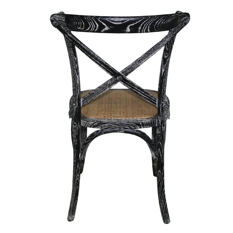 Chaise en bois avec dossier croisé - Black Wash - Prix par 2 pièces