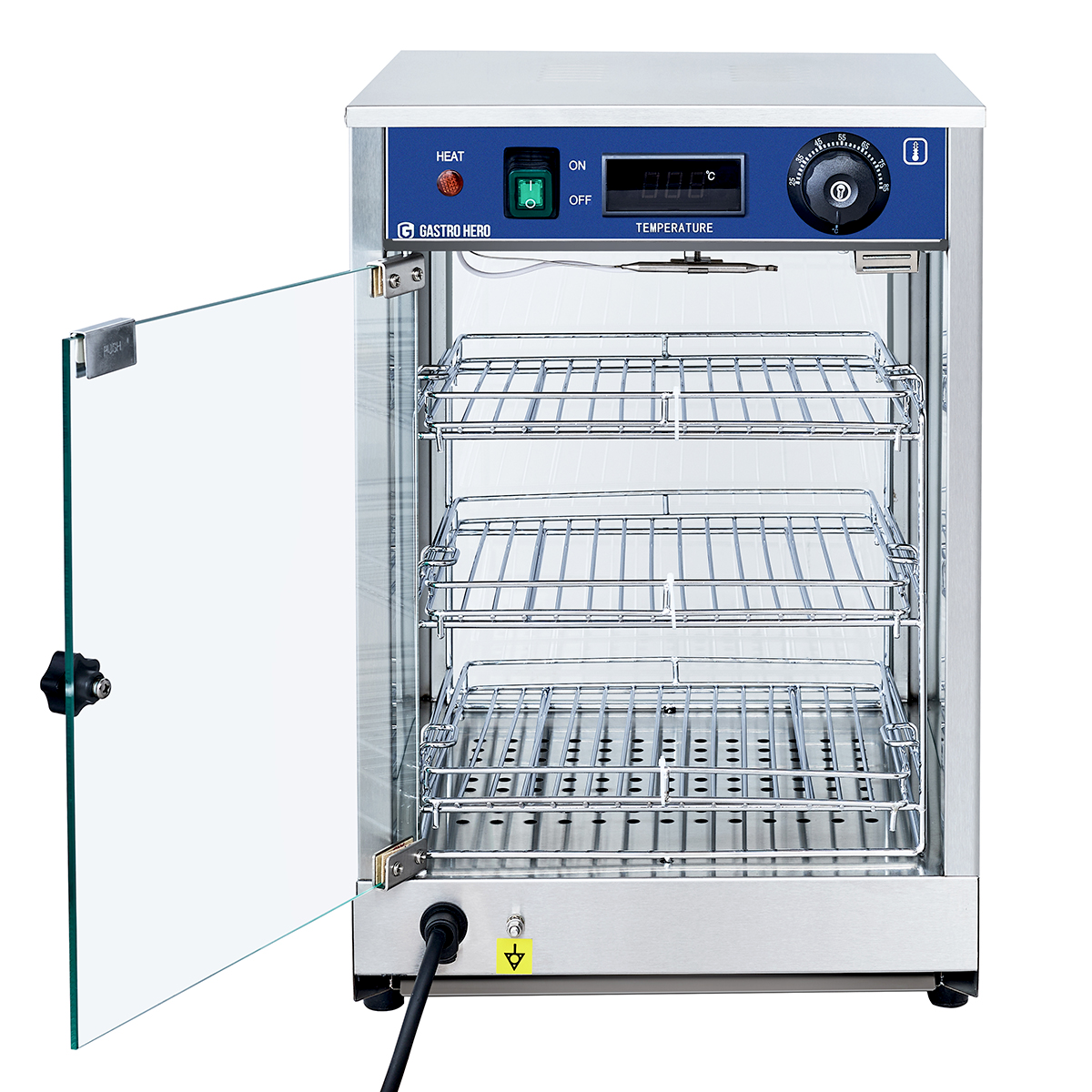 Warmhoudvitrine ECO 350 | 3 schappen | Halogeenverlichting | 30 tot 85 °C