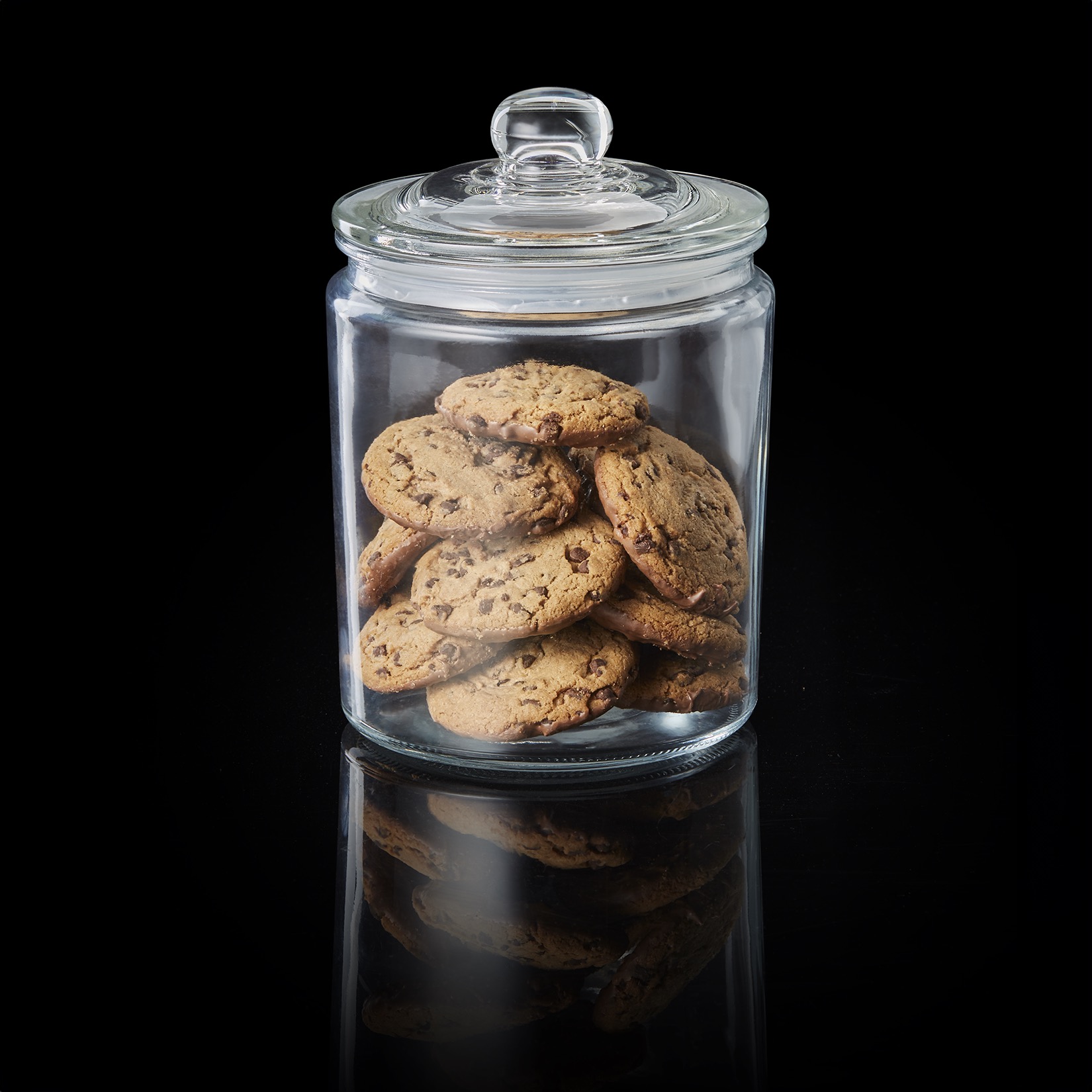 bewaarpot, 2 liter, diameter 15 cm, hoogte 21 cm, glas, polyethyleen