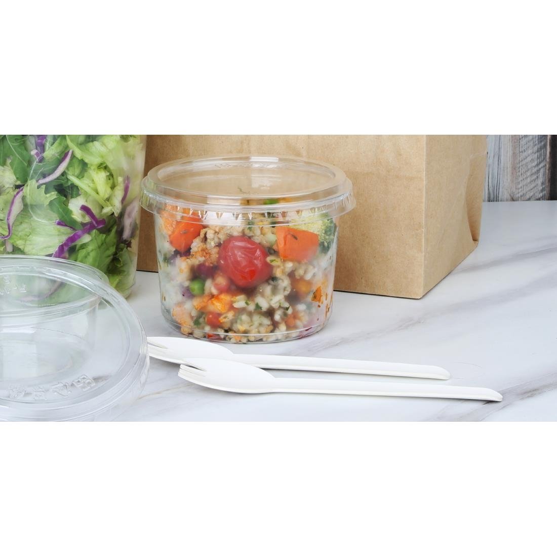 Couvercles plats en rPET Fiesta Recyclable pour pots Deli 225/340/455ml (lot de 300)