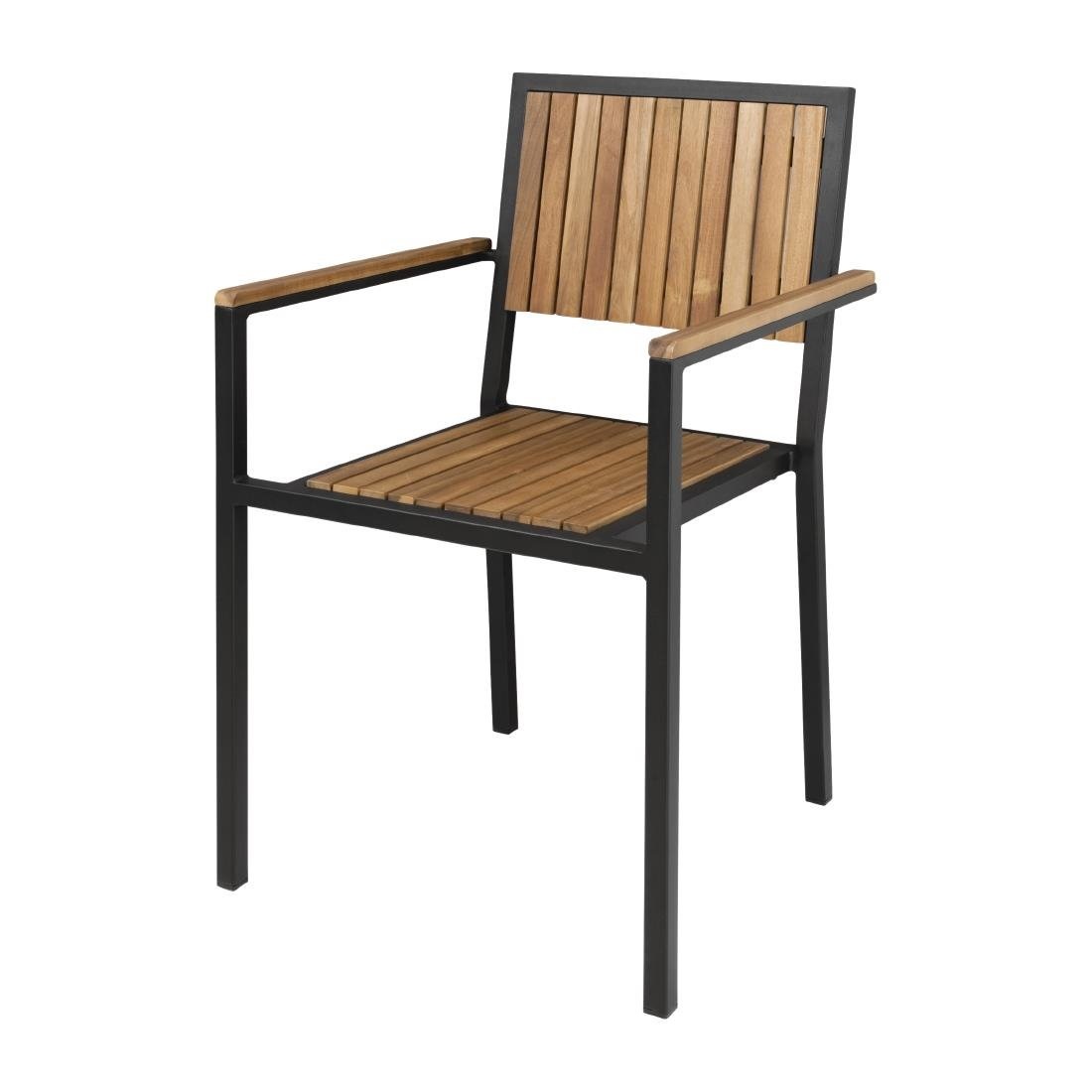 Akazienholz Stühle mit Stahlgehäuse | 550 x 530 x (H) 860 mm | 4 Stück