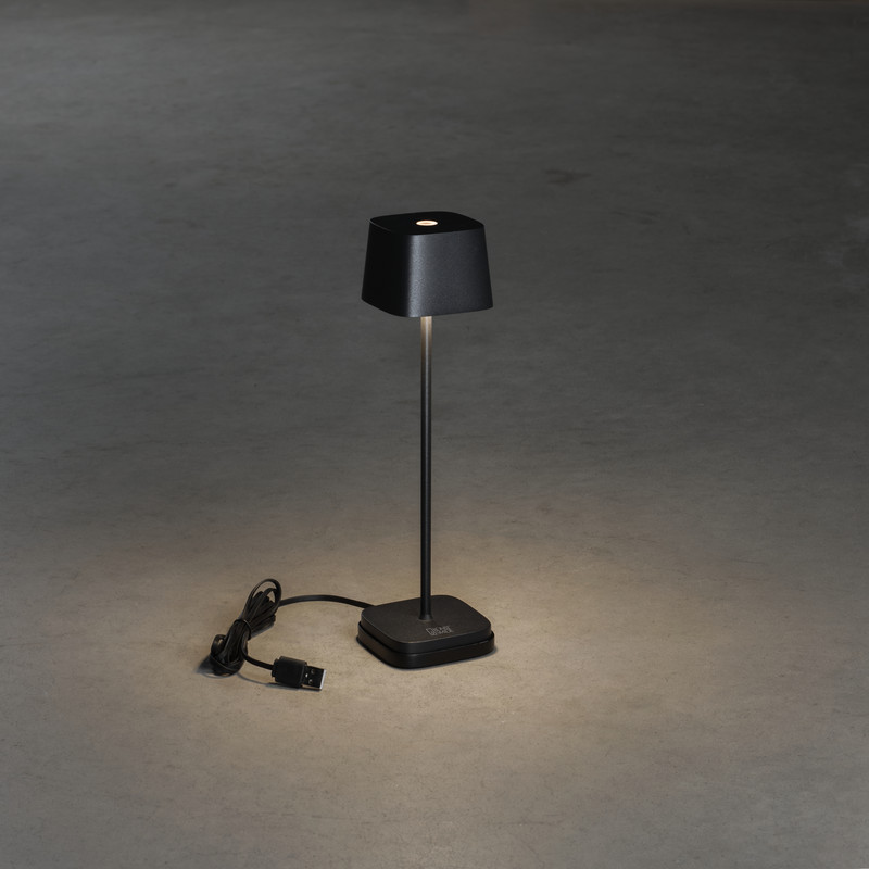 Capri Mini noir mat - Lampe d'extérieur LED - Rechargeable par USB - 20x7cm