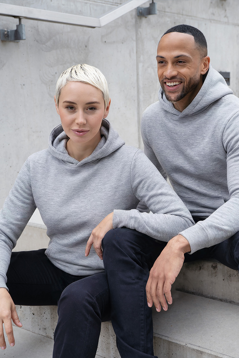Herren Workwear Sweat Hoodie Soft-Face, aus nachhaltigem Material - Platingrau Meliert - L